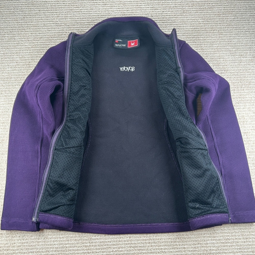 Spyder Full Zip Sweater Jacket Women S Purple Ribbed Knit Gorpcore Athleisure - Picture 3 of 16